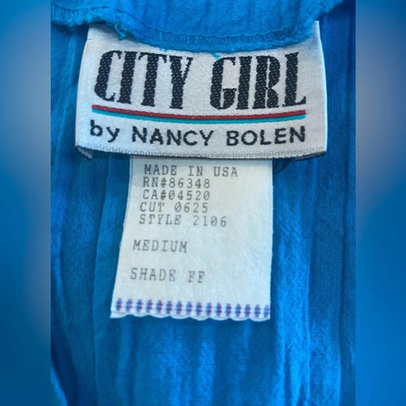 CITY GIRL BY NANCY BOLEN Vintage 80s Turquoise Two Piece Set Made in the USA - Picture 9 of 16